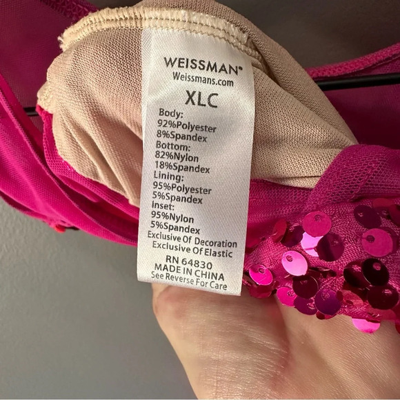 WEISSMAN Pink Sequin Jazz/Tap Dance Costume. EUC. XLC. Includes Bow! - Picture 7 of 9
